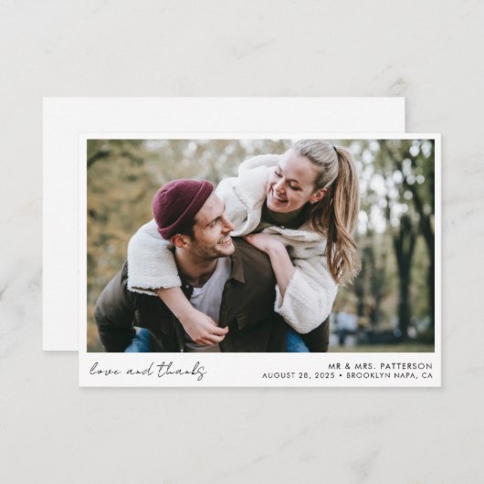 Elegant Calligraphy Script Simple Photo Wedding Bedankkaart (Voorkant / Achterkant)