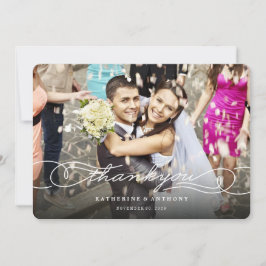 Elegant Calligraphy Script Stylish Photo Wedding Bedankkaart