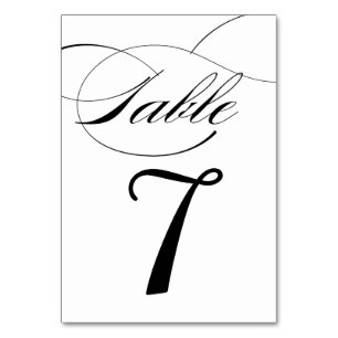 Elegant Calligraphy Script Table Numbers Card Kaart