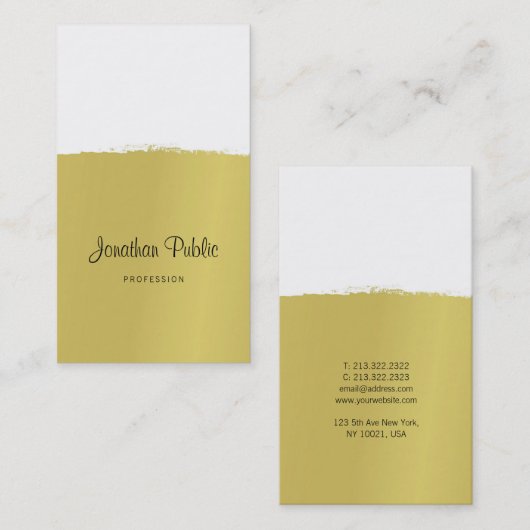 Elegant Calligraphy Script Trendy Gold Luxury Visitekaartje (Voorkant / Achterkant)