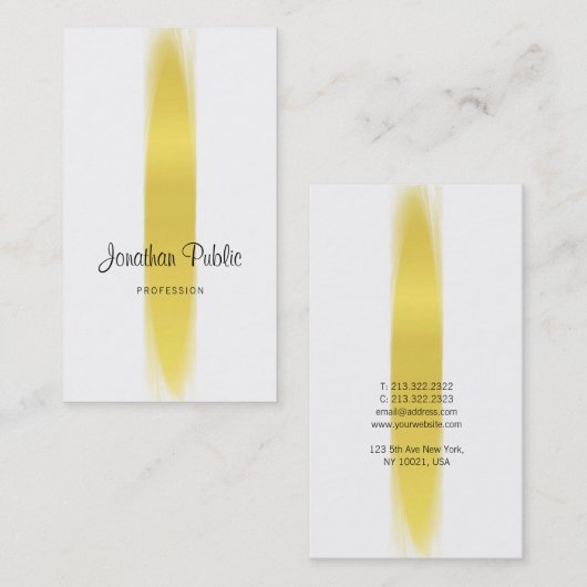 Elegant Calligraphy Script Trendy Gold Plain Luxe Visitekaartje (Voorkant / Achterkant)