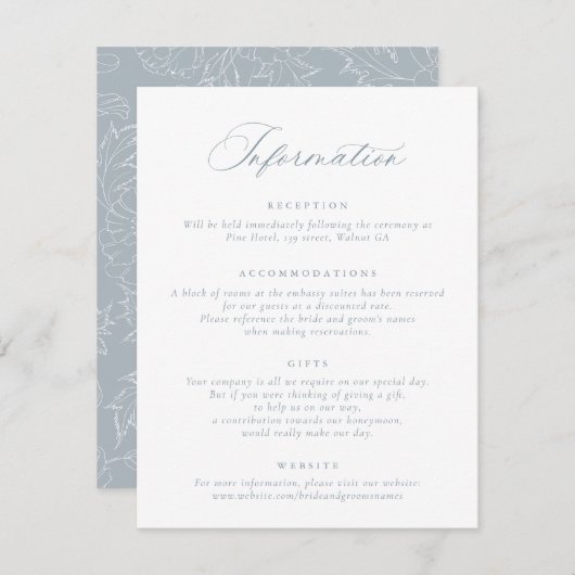 Elegant Calligraphy Script Weddeninformatie Kaart (Voorkant / Achterkant)