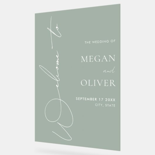 Elegant Calligraphy Script Weddenschap Welkom Acryl Bord (Hoek)