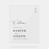 Elegant Calligraphy Script Weddenschap Welkom Acryl Bord (Voorkant)