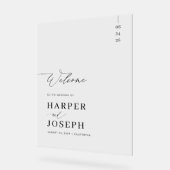 Elegant Calligraphy Script Weddenschap Welkom Acryl Bord (Hoek)