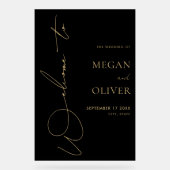 Elegant Calligraphy Script Weddenschap Welkom Acryl Bord (Voorkant)