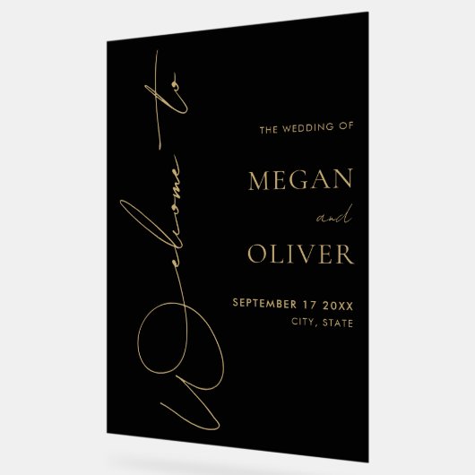 Elegant Calligraphy Script Weddenschap Welkom Acryl Bord (Hoek)