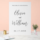 Elegant Calligraphy Script Weddenschap Welkom Acryl Bord (Huwelijk)