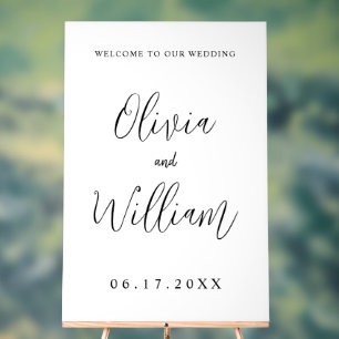Elegant Calligraphy Script Weddenschap Welkom Acryl Bord