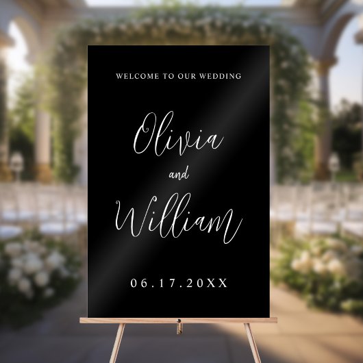 Elegant Calligraphy Script Weddenschap Welkom Acryl Bord