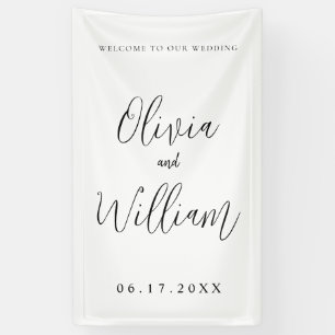 Elegant Calligraphy Script Weddenschap Welkom Spandoek