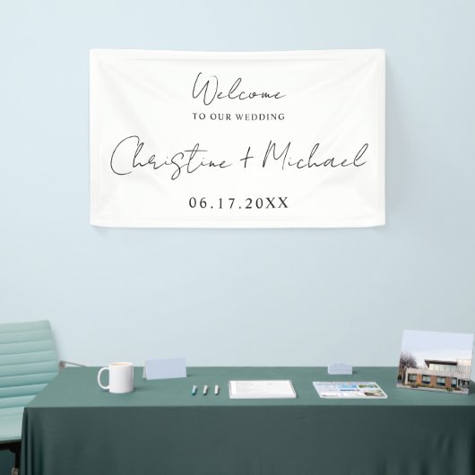 Elegant Calligraphy Script Weddenschap Welkom Spandoek (Beurs)