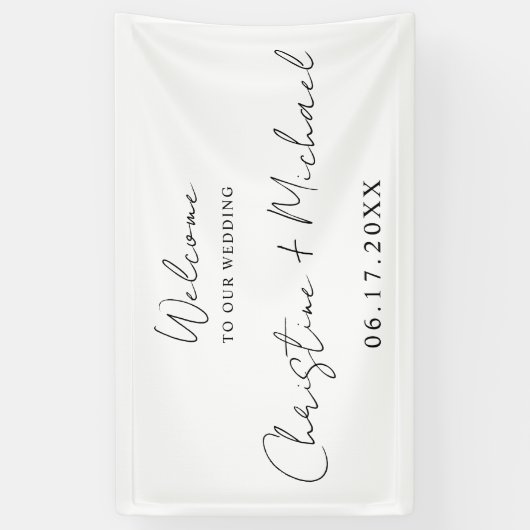 Elegant Calligraphy Script Weddenschap Welkom Spandoek (Verticaal)