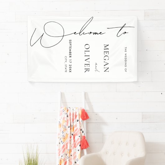 Elegant Calligraphy Script Weddenschap Welkom Spandoek (Insitu)