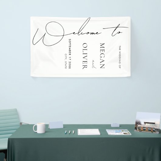 Elegant Calligraphy Script Weddenschap Welkom Spandoek (Beurs)