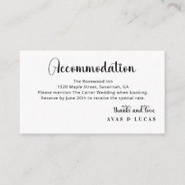 Elegant Calligraphy Script Wedding Accommodations Informatiekaartje
