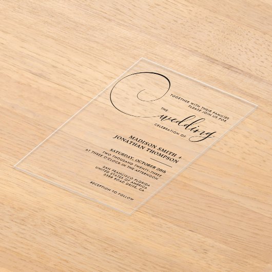 Elegant Calligraphy Script Wedding Acryl Uitnodigingen (Laagn)