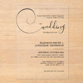 Elegant Calligraphy Script Wedding Acryl Uitnodigingen (Voorkant)