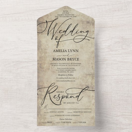 Elegant Calligraphy Script Wedding All In One Uitnodiging (Binnen)