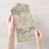 Elegant Calligraphy Script Wedding All In One Uitnodiging (Afscheurbaar)