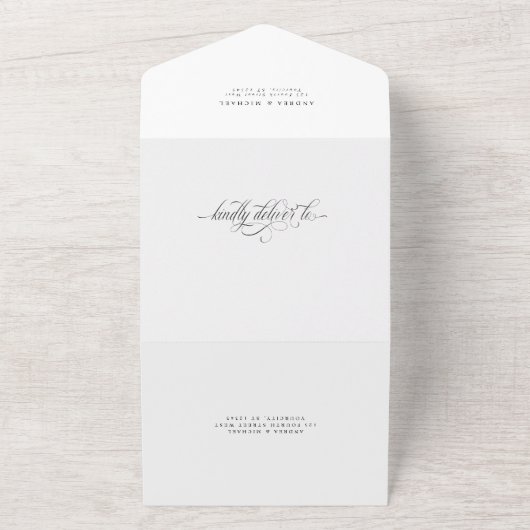 Elegant Calligraphy Script Wedding All In One Uitnodiging (Buitenkant)