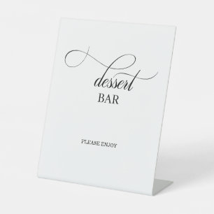 Elegant Calligraphy Script Wedding Dessert Bar Reclamebord Met Voetstuk