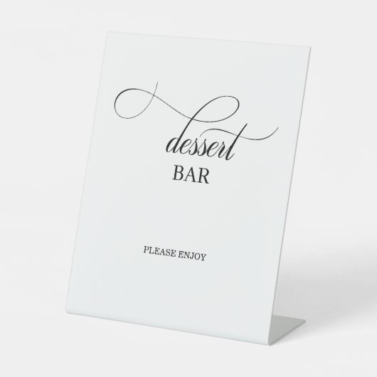 Elegant Calligraphy Script Wedding Dessert Bar Reclamebord Met Voetstuk (Voorkant)
