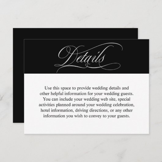 Elegant Calligraphy Script Wedding Details Briefkaart (Voorkant / Achterkant)