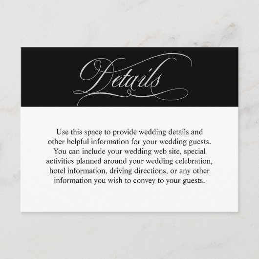 Elegant Calligraphy Script Wedding Details Briefkaart (Voorkant)