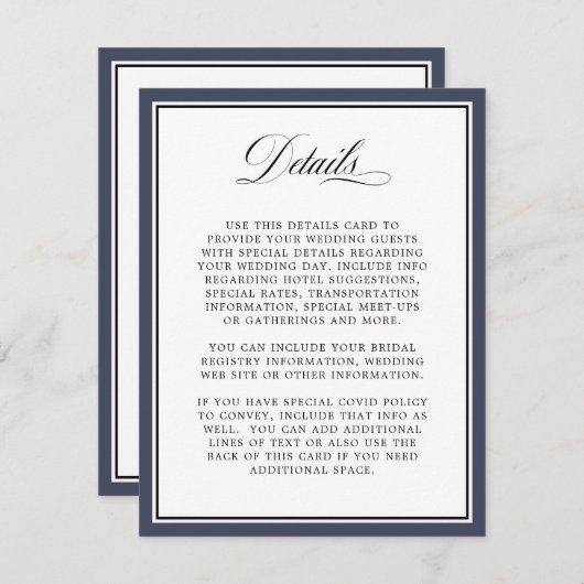 Elegant Calligraphy Script Wedding Details Informatiekaartje (Voorkant / Achterkant)