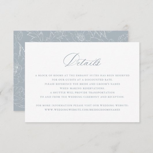 Elegant Calligraphy Script Wedding Details Insert Kaart (Voorkant / Achterkant)