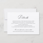 Elegant Calligraphy Script Wedding Details Insert Kaart (Voorkant)