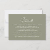 Elegant Calligraphy Script Wedding Details Insert Kaart (Voorkant)