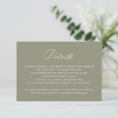 Elegant Calligraphy Script Wedding Details Insert Kaart (Staand voorkant)