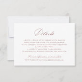 Elegant Calligraphy Script Wedding Details Insert Kaart (Voorkant)
