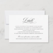 Elegant Calligraphy Script Wedding Details Insert