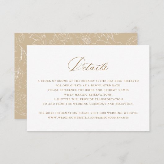 Elegant Calligraphy Script Wedding Details Insert Kaart (Voorkant / Achterkant)