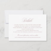 Elegant Calligraphy Script Wedding Details Insert Kaart (Voorkant)