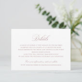 Elegant Calligraphy Script Wedding Details Insert Kaart (Staand voorkant)
