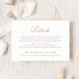 Elegant Calligraphy Script Wedding Details Insert Kaart
