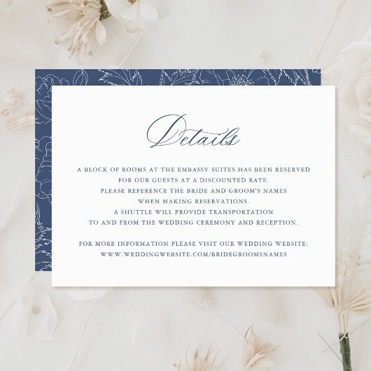 Elegant Calligraphy Script Wedding Details Insert Kaart
