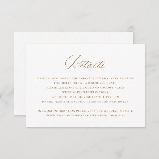 Elegant Calligraphy Script Wedding Details Insert Kaart (Voorkant / Achterkant)