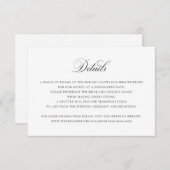 Elegant Calligraphy Script Wedding Details Insert Kaart (Voorkant / Achterkant)