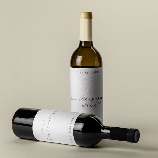 Elegant Calligraphy Script Wedding Guestbook Wijn Etiket