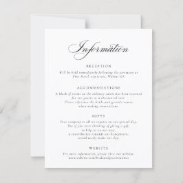 Elegant Calligraphy Script Wedding Information Inv Kaart