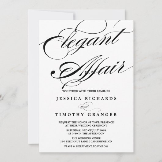 Elegant Calligraphy Script Wedding Invitation II Kaart (Voorkant)
