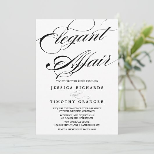 Elegant Calligraphy Script Wedding Invitation II Kaart (Staand voorkant)
