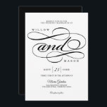 Elegant Calligraphy Script Wedding Invitation Kaart<br><div class="desc">Dit traditionele ontwerp kenmerkt een opvallend elegant ontwerp van het calligrafische manuscript met moderne schone doopvonten. Bewerk eenvoudig de lettertypekleuren door op de knop Ontwerpgereedschap bewerken te klikken. Bekijk het hele collectie voor meer overeenkomende objecten!</div>