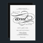 Elegant Calligraphy Script Wedding Invitation Kaart<br><div class="desc">Dit traditionele ontwerp kenmerkt een opvallend elegant ontwerp van het calligrafische manuscript met moderne schone doopvonten. Bewerk eenvoudig de lettertypekleuren door op de knop Ontwerpgereedschap bewerken te klikken. Bekijk het hele collectie voor meer overeenkomende objecten!</div>
