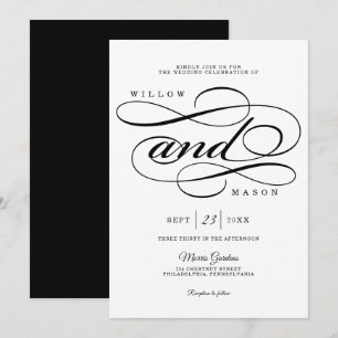 Elegant Calligraphy Script Wedding Invitation Kaart